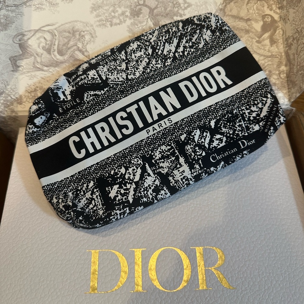 Dior Christian Dior Black White Logo Pouch - Picture 6 of 6